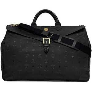 MCM Boston Bag Black Visetos Leather Shoulder Flap Logo Crossbody Sling